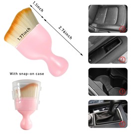Dickno Car Interior Dust Brush, Soft Scratch Free Auto Detailing Brushes, Universal Vehicle Interior Cleaning Tool for Automotive Dashboard, Air Vents, Leather(Pink)