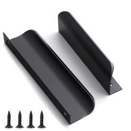 QZKJQDD 2 Pack Black Kitchen Cupboard Handles Finger Edge Pulls for Cabinets and Drawers, 150mm Wardrobe Door Handles Modern Aluminum, Matte Black