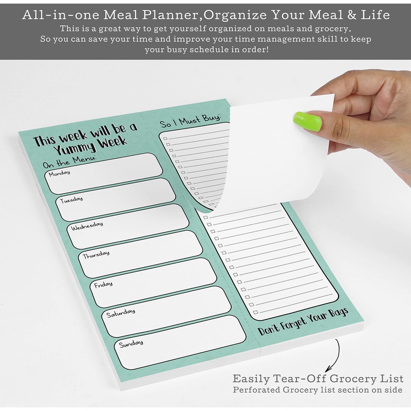 Inkdotpot Weekly Meal Planner Notepad 7"x10”, "This Week Will Be