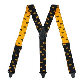 MELOTOUGH Airport Friendly Suspenders,NO buzz Plastic Clip 1.5 inch Fully Elastic Braces with X Back Leather Patch (Snow Tree)