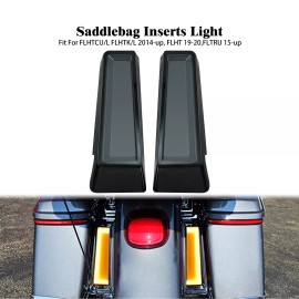 HDBUBALUS Black Fender Saddlebag Filler LED Tail Light Insert Fit For Harley Touring FLHT