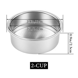 Stainless Steel Espresso Machine Parts 51mm Portafilter Basket with Coffee Machines for Portafilter Machines Espresso Machine Parts Compatible (Double layer 2cup)