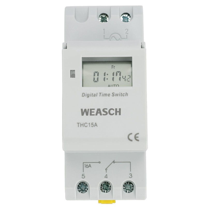 Weasch Timer Switch, THC15A, AC 220-240V 16Amp, Digital LCD Power