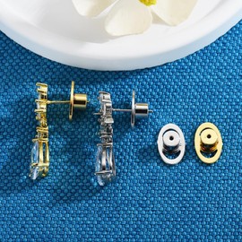 Earring Support Backs, AKRUWELRY Earring Lifter Backs for Droopy Ears 4pcs Large Earring Backings Replacements for Heavy Earrings Locking Pierced Earring Backers for Studs,Mixed Color