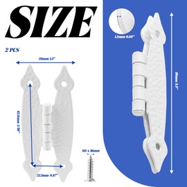 Waziaqoc 2Pcs H Cabinet Hinge, White Offset Hinge Hammercraft Flush Door Hinge Decorative Flat Hinges with Mounting Screws for Cabinet Closet Wooden Box, 3.5” x 1.5”