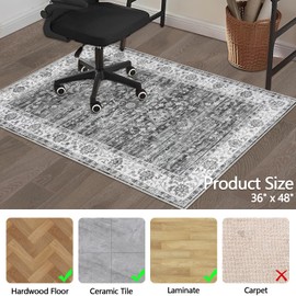 Falflor - Tapete antideslizante para silla de oficina para piso de madera dura, tapete de computadora de 36 x 48 pulgadas, para sillas rodantes, tapete antideslizante para silla de oficina, alfombra