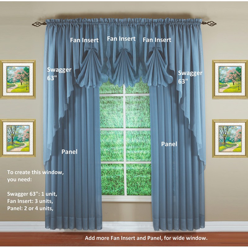 Today's Curtain Emelia Original Voile Panel 72", Wedge Blue, 60"