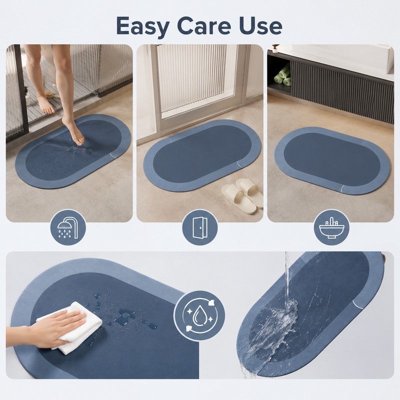Bathroom Bath Mat for Shower and Entrance - Soft Absorbent