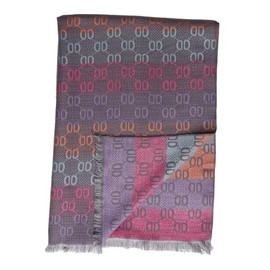 Zelly Womens Reversible Scarf Wrap Fringed Edges Grey Multi