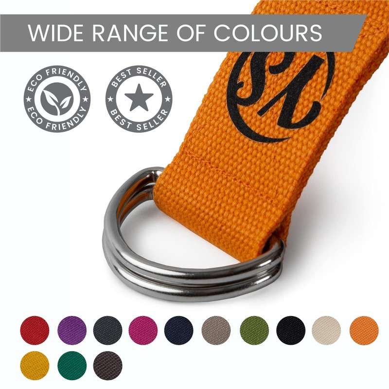 Yoga Studio Yoga Strap, 2.5m (8.2ft) Extra Long Durable Organic