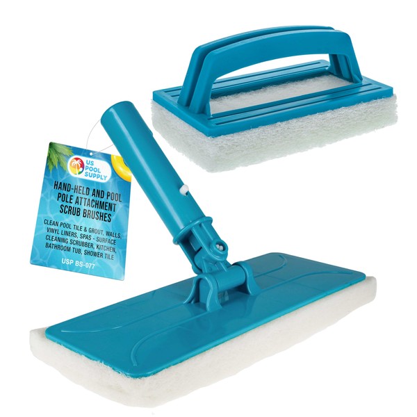 U.S. Pool Supply Hand-Held and Pool Pole Attachment Scrub Brushes
