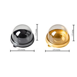 Fengirl 100 Set Clear Plastic Mini Cupcake Boxes Muffin Pod Dome Muffin Single Container Box for Chocolate Covered Cookies, Muffin, Mooncake and Other Mini Desserts（Black, Gold