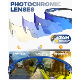 VICTGOAL Cycling Glasses Photochromic Running Sunglasses for Men Women TR90 Frame with UV Protection for Cycling Running (NavyTR)