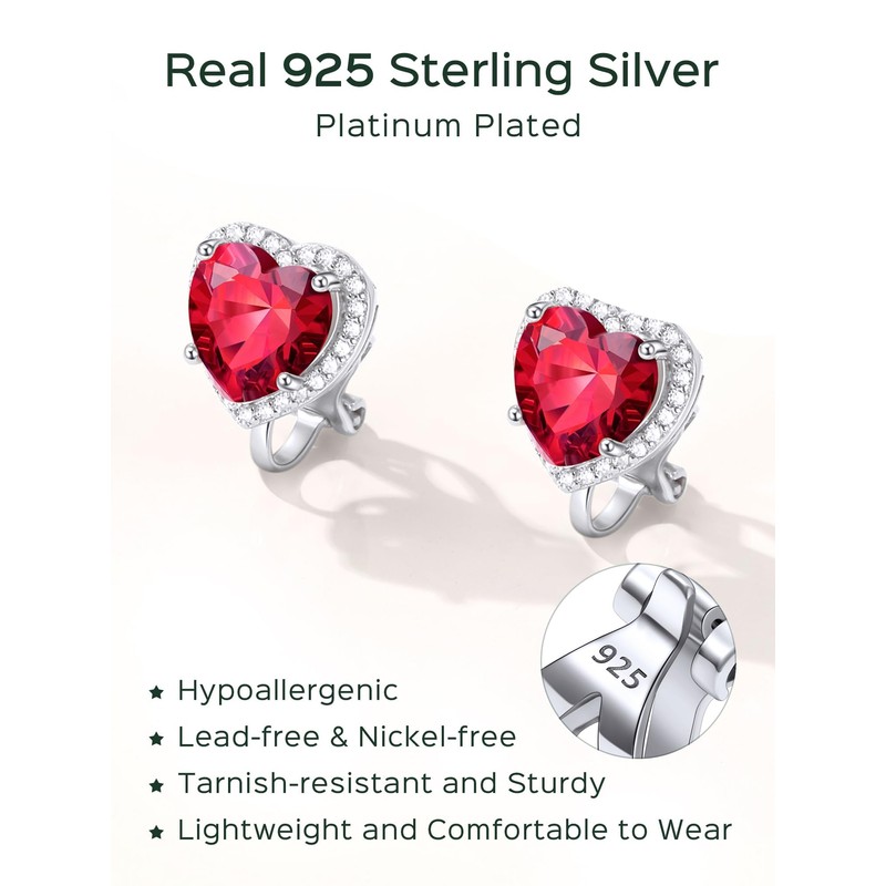 ChicSilver Ruby Earrings for Women 925 sterling Silver July Birthstone
