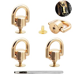 Uayeatye D Rings for Purse, Heavy Duty Leather Rivets Button and Stud Screw,4Pcs Crossbody Conversion Kit, 360 Degree Rotatable D rings for Purse, Bag Hardware, DIY Leathercraft-Gold