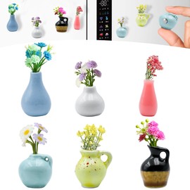 6 Pcs Mini Vase Fridge Magnets, Cute Ceramic Tiny Plant Vase Magnets for Refrigerator Decoration, Funny Kitchen Office Locker Decor, Birthday Gifts for Women Mom Friends