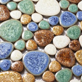 Parrotile Matte Pebble Tiles for Shower Floor Mosaic Tile for Bathroom Wall Backsplash Floor Non Slip [5 Sheets]