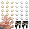 YECIRALA 30 Pcs Crown Nail Charms 3D Shiny Gold Silver