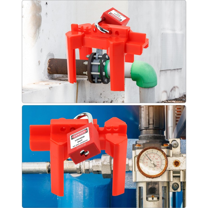 QWORK 4 Set of Red Ball Valve Lockout Device for