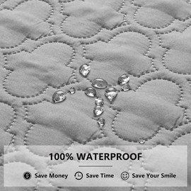 Bigbeer Waterproof Dog Blanket, Washable Pet Couch Covers for Dogs, Sofa Bed Furniture Protector Cover for Puppy Kids Reversible(68x82 Inch, Lightgrey+Darkgrey)