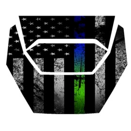 Unbranded 21-PRESENT Polaris General 1000 EPS HOOD DECAL GLOSS THIN BLUE/GREEN USA FLAG