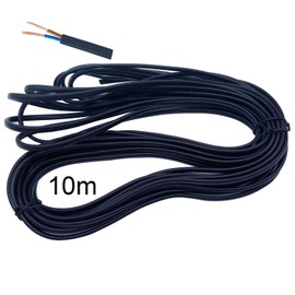 LumenTY Power Cable/Two Conductor Cable Flat PVC Power Cord Copper Wire High Temperature Resistance 2 x 0.75mm2 Power Cable Twin - 10m Cutting Length Flexible Pond Cable Black