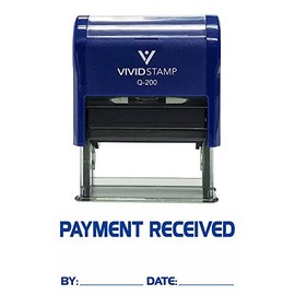 PAYMENT RECEIVED By Date Self Inking Rubber Stamp (Blue Ink) - Medium