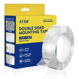 EFOK Double Sided Tape Heavy Duty, Nano Tape Mounting Tape Clear Multipurpose Strong Adhesive Tape for Home, Office, 1.2 in × 9.85 FT, 1 Pack