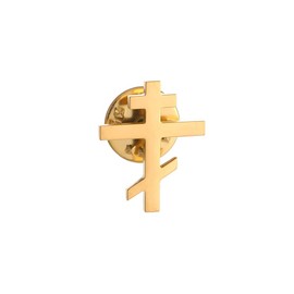 Gold and Silver Plating Stainless Steel Orthodox Cross Men Brooch Collar Lapel Pin (gold)