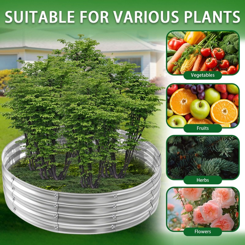 4FT Galvanized Fire Pit Ring, Foldable 48 Inch Silver Round