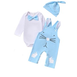 GOLLUNER Newborn Baby Girl Boy Easter Clothes Cute Gentle Romper Top Overall Pant Newborn Infant 2 Pieces Outfit Set(6-12M)