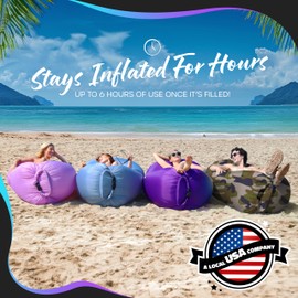 Nevlers Camo Inflatable Lounger | 210T Polyester Air Couch | No-Pump Blow Up Couch | Air Sofa w/ 450 lbs. Capacity, Pockets & Matching Bag | Use as Inflatable Chair for Kids & Adults for Camping Fun