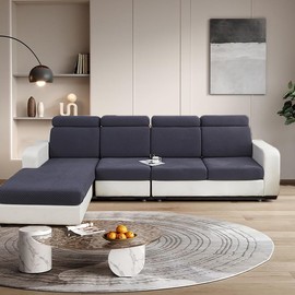 Duzziyyaa Sofa cover 2 seater,Stretch Velvet Sofa Slipcovers and Jacquard cushion covers, Home Furniture Protector with Elastic Bottom, 1PCS, Grey