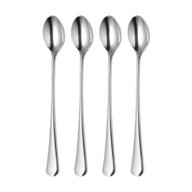 Robert Welch Radford Bright Long Handled Spoon, Set of 4. Suitable for Latte, jam and ice Cream. Made from Stainless Steel. Dishwasher Safe.