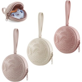 PandaEar 3 piezas portachupetes de silicona Estuche para chupetes de viaje Bolsa universal para chupetes Bolsa de chupetes para llevar Libre de BPA, Rosa., S