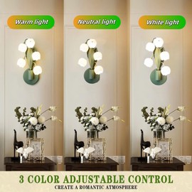 wgzixezn Modern Flower Wall Sconce Light 5 Lily of The Valley Lights Flower Wall Light Fixture with 3 Color, Floral Wall Sconces Lily Bedside Wall Lamps with G4 Bulbs for Girls Bedroom