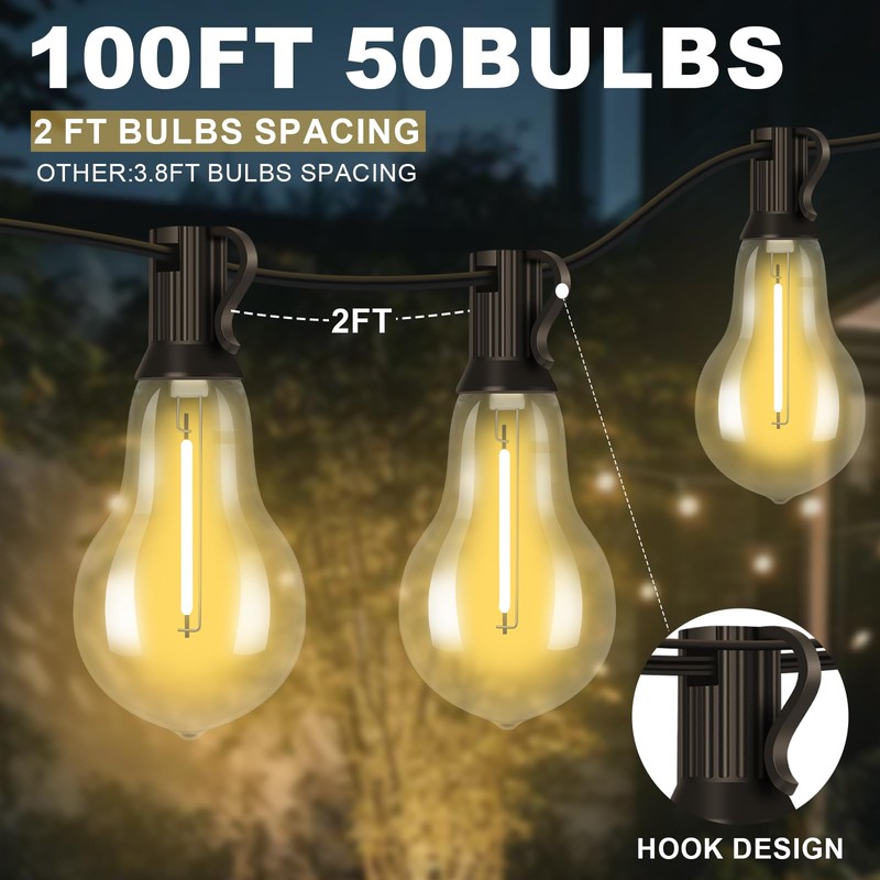 Porbench 75FT LED Outdoor String Lights with 35+3 Shatterproof Bulbs(Gourd