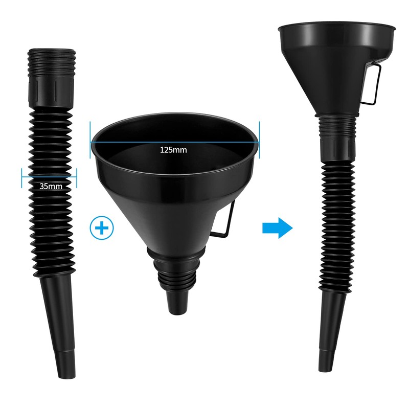 6 Pcs Plastic Funnel Set, Long Mouth Automotive Funnel in