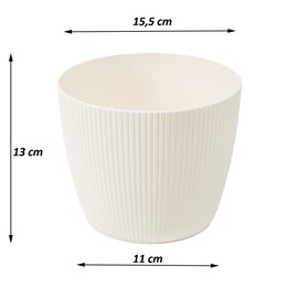 Tymar Flower Pot, Pack Of 2, Round Shape, Planter (2 Pack), Cream, Diameter 15.5 cm