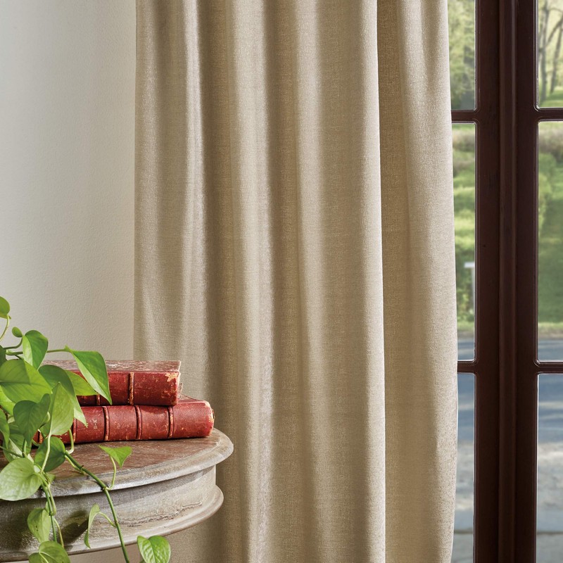 Martha Stewart Naples Chenille Solid Back Tab Window Curtain Panel