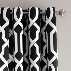 Lush Decor Edward Trellis Curtains Light Filtering Window Panel Set for Living, Dining, Bedroom (Pair), Black, 52"W x 84"L