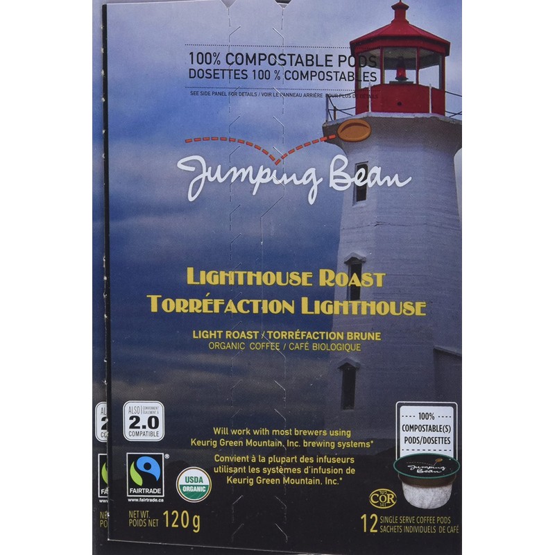 Jumping Bean Light Roast Fairtrade Organic 100% Compostable K-Cup Coffee