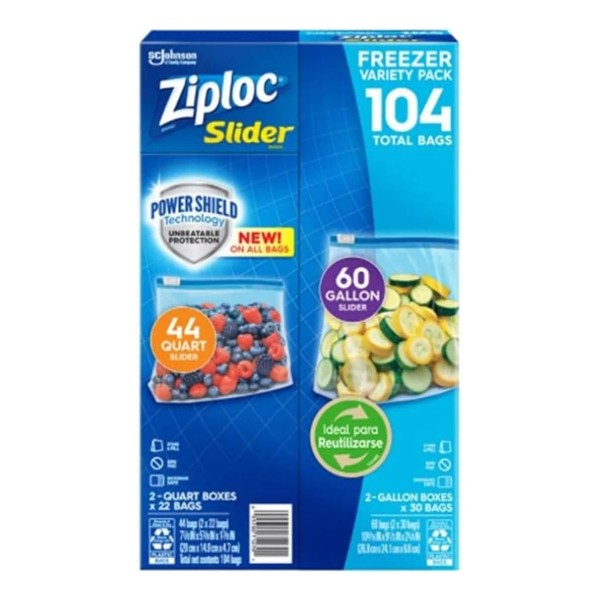 Ziploc Bolsas Ziploc 104 Pzs Para Congelar Con Cierre Slider