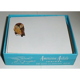 Note Cards - YOUNG OWL - 1950's - American Artists Juniors - No. JR 77 - Box of 15 cards - Cards measure 3" x 4".