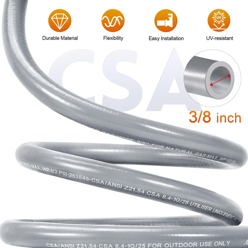 GasSaf 15FT 3/8" ID Natural Gas Hose, Natural Gas Grill