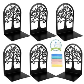 Ticeed Bookend Black 3 Pairs Metal Book Holder Shelf Bookends Book Stopper L-Shape Book Stand Bookends Book Holder for Bookcase Office Library 17 x 12 x 9 cm with 100 Labels