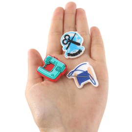 mortd 10 PCS Sewing Tailor Shoe Decor Charms, Sewing Machine Needle Thread Charms for Shoe Wristband Decor, PVC Shoe Charm Accessories for Party Favors Birthday Gifts
