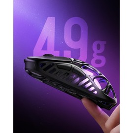 GravaStar Mercury X Pro Wireless Gaming Mouse – 32,000 DPI PAW 3950 Sensor, 8,000Hz Polling Rate, Only 49g, Magnesium Alloy Hollow Frame, RGB Lighting, 5 Programmable Buttons, Tri Mode Connectivity