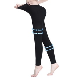 AMZAM® Medias de compresión para mujeres y hombres, sin pies, opacas, soporte firme de 15-20 mmHg, medias de compresión graduadas, ayudan a aliviar la hinchazón del edema de las venas varicosas, lactancia, color negro, XL