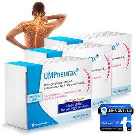 UMPneurax® - Dietary Supplement with Uridine Monophosphate, Folic Acid and Vitamin B12 | Valuable Vitamins for Cell Division & Cell Reformation | Vegan & Gluten Free | 3 x 60 Pieces (Pack of 180)